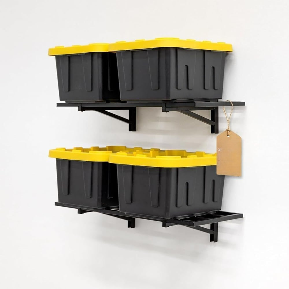 2 Pack Black Garage Wall Shelves 2×2ft 200lbs