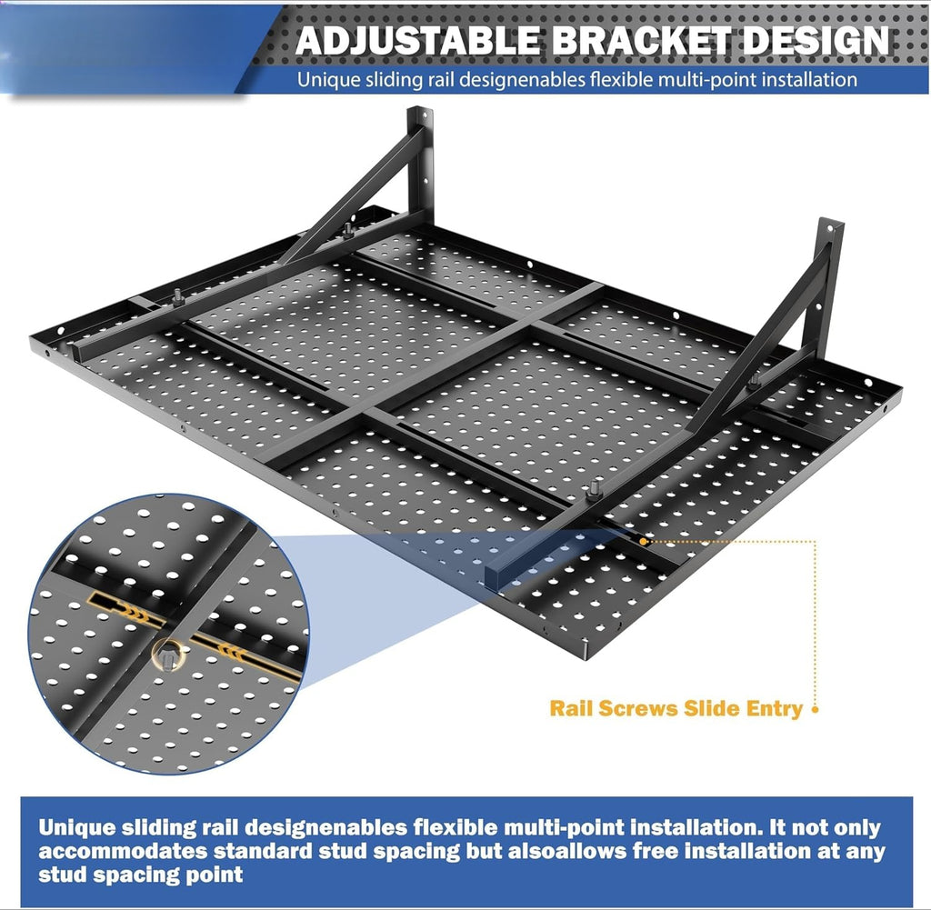 Black Wall Mount Garage Shelving 4 Pack 2×3ft 600lbs Capacity