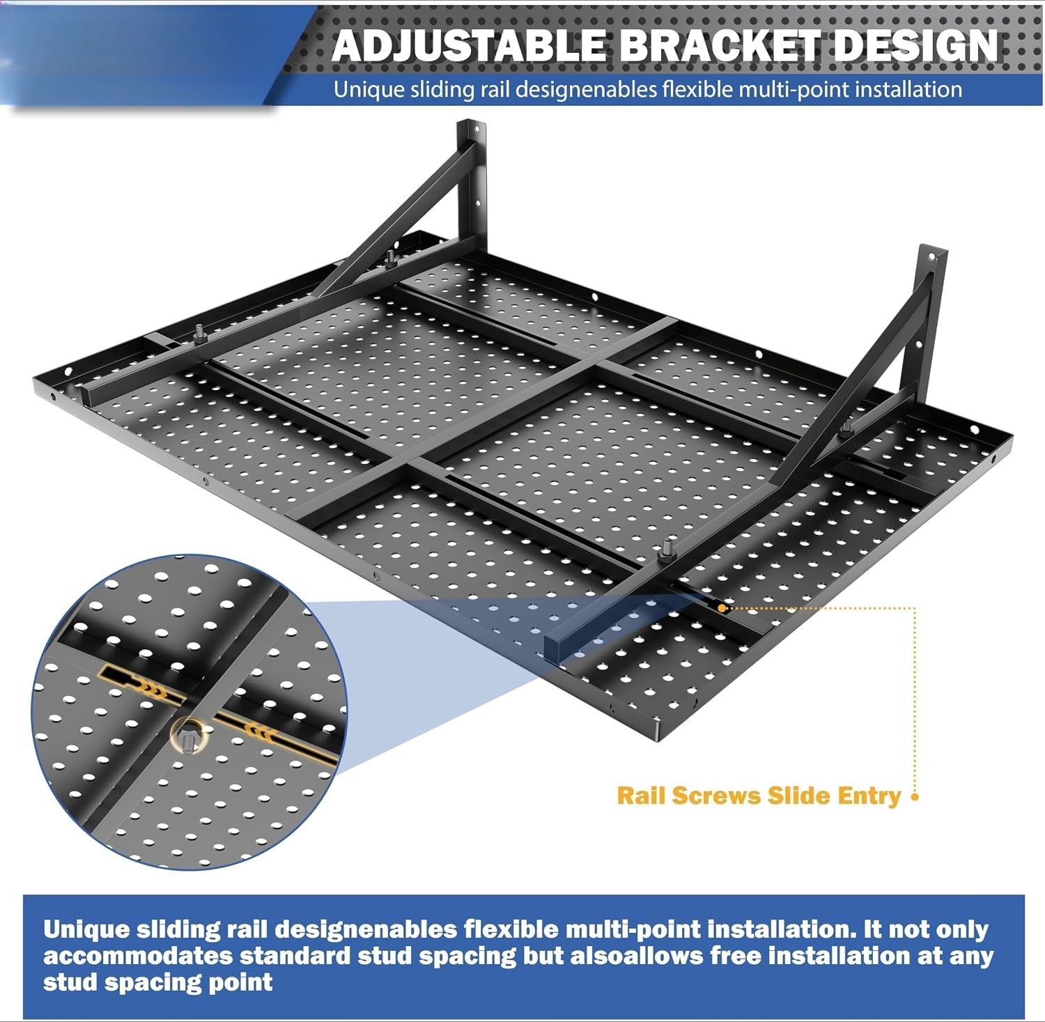 Black Wall Mount Garage Shelving 4 Pack 2×3ft 600lbs Capacity