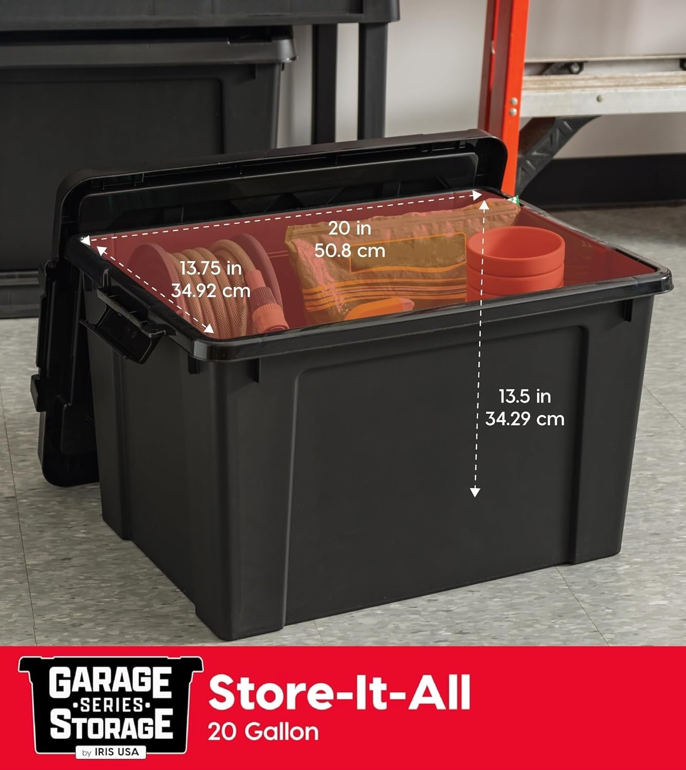 20 Gal Black Lockable Storage Bins 6 Pack USA Made