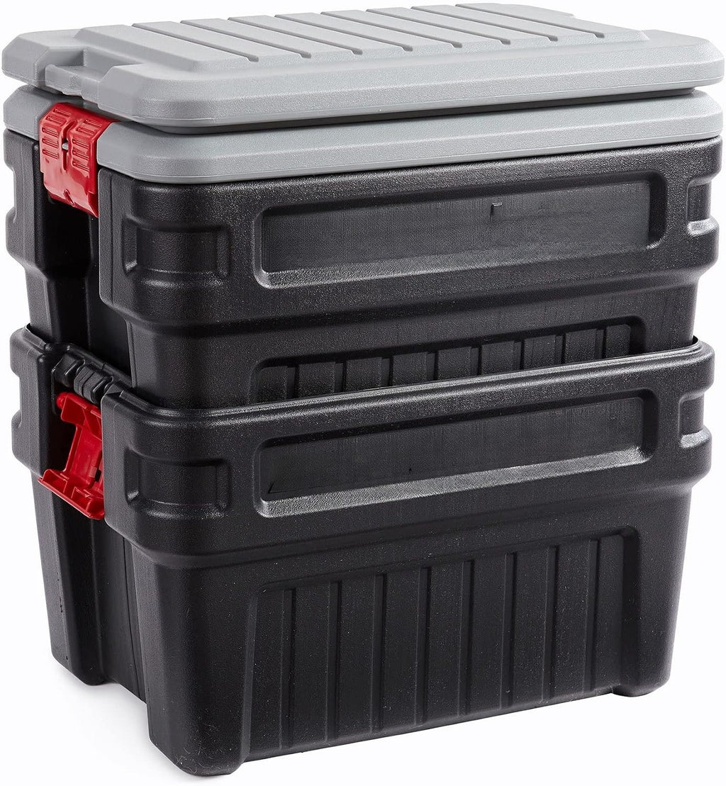 24 Gal Lockable Storage Boxes 2 Pack Grey Black