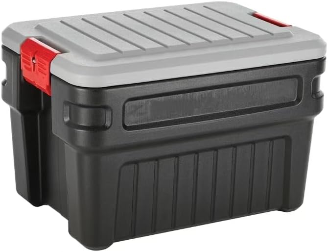 8 Gal Lockable Storage Bin Black Stackable