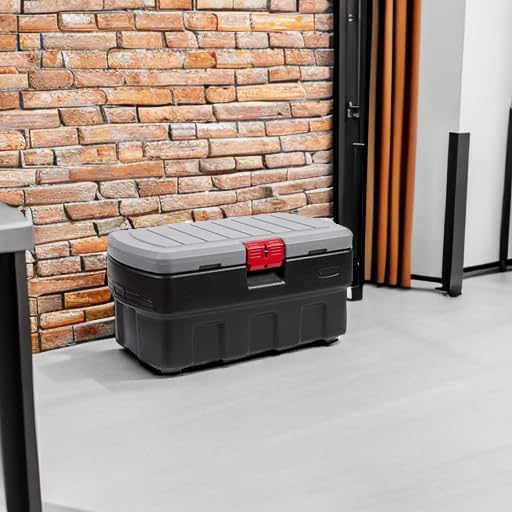 35 Gal ActionPacker Storage Box Grey Black Lockable