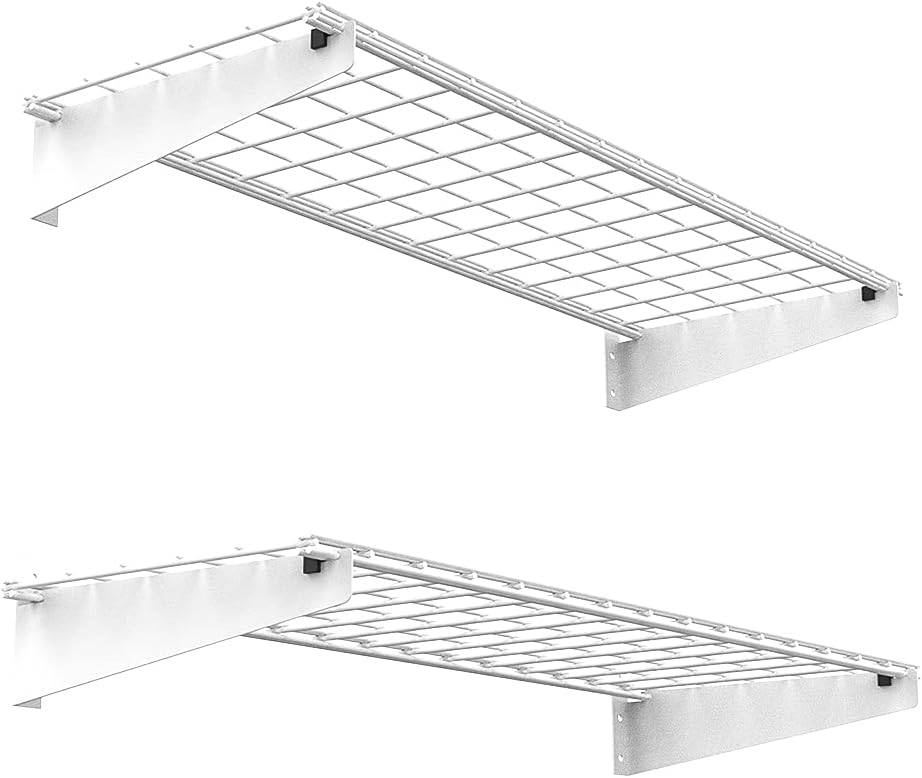 2 Pack White Garage Shelves 15×45 Inch