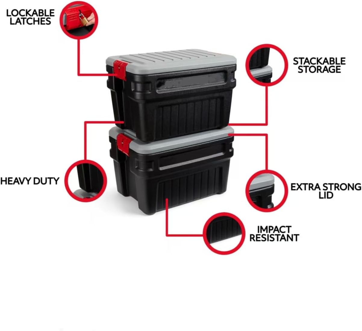 8 Gal Lockable Storage Bin Black Stackable