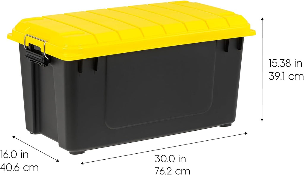 21 Gal WeatherPro Storage Bins 4 Pack Black Yellow USA Made