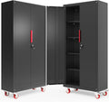 71" Rolling Lockable Metal Cabinet Black