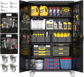 72" Rolling Metal Cabinet Pegboard Black