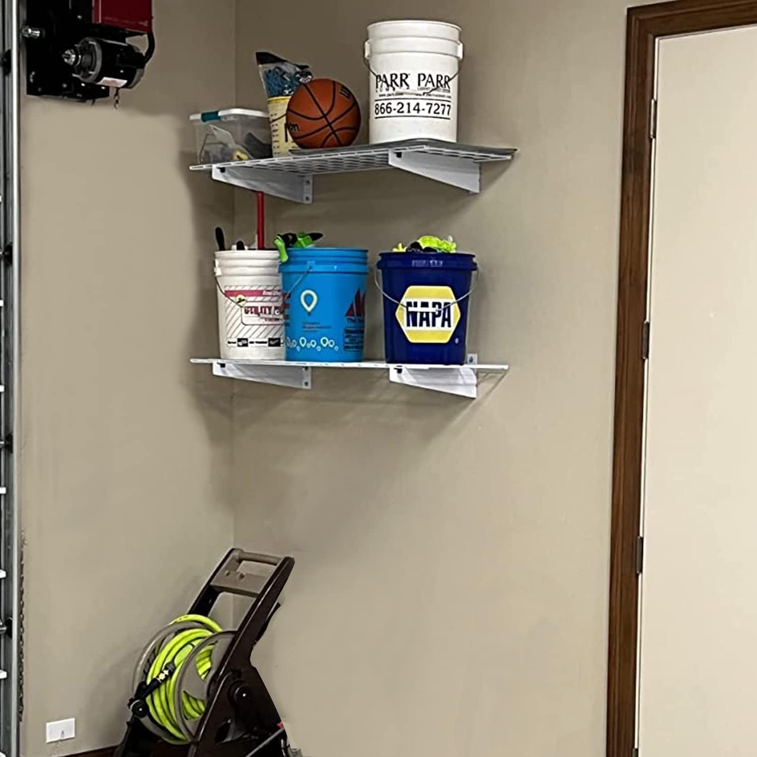2 Pack White Garage Shelves 15×45 Inch