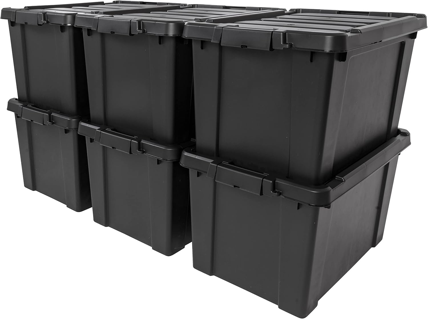 20 Gal Black Lockable Storage Bins 6 Pack USA Made