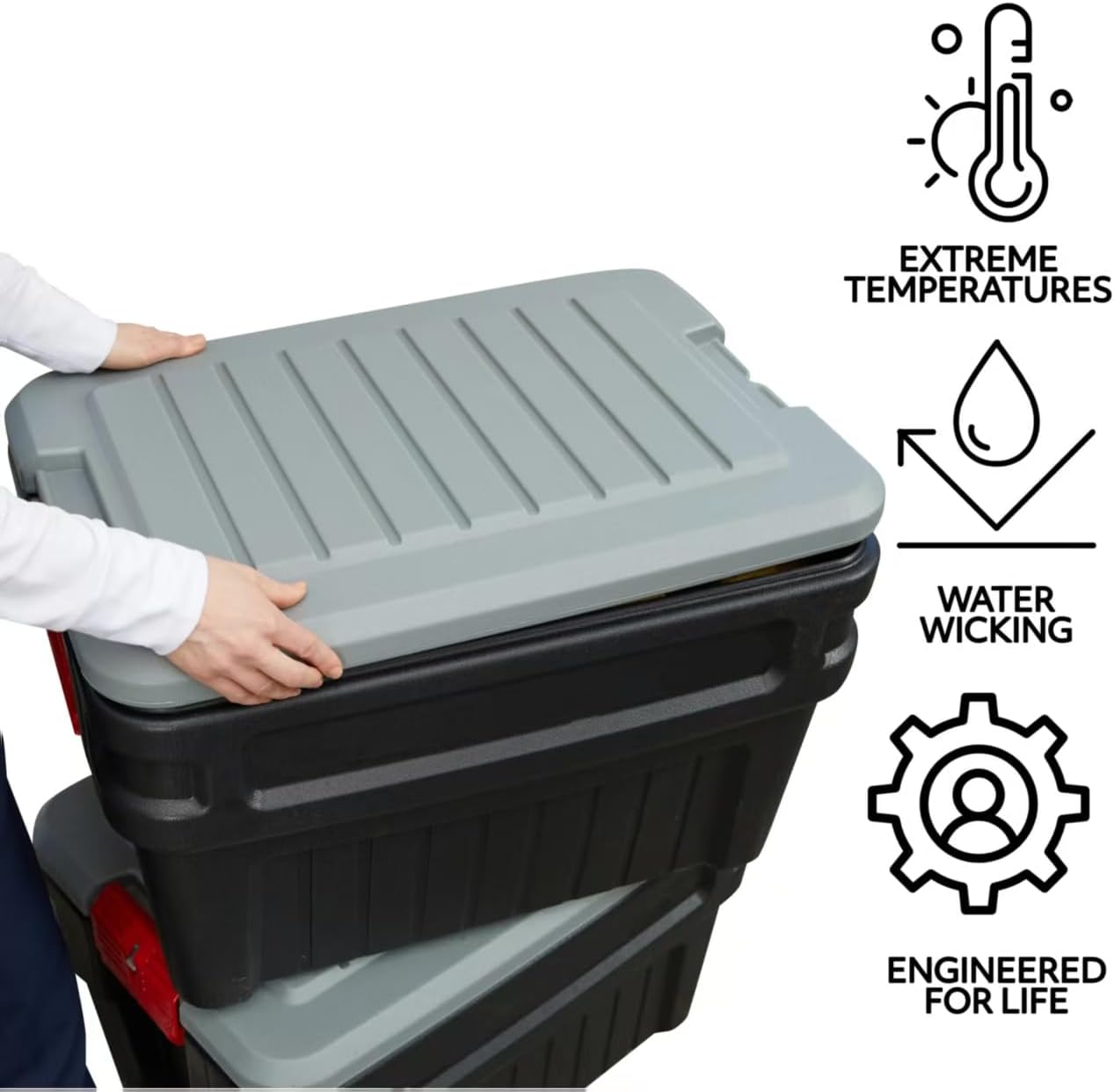 8 Gal Lockable Storage Bin Black Stackable