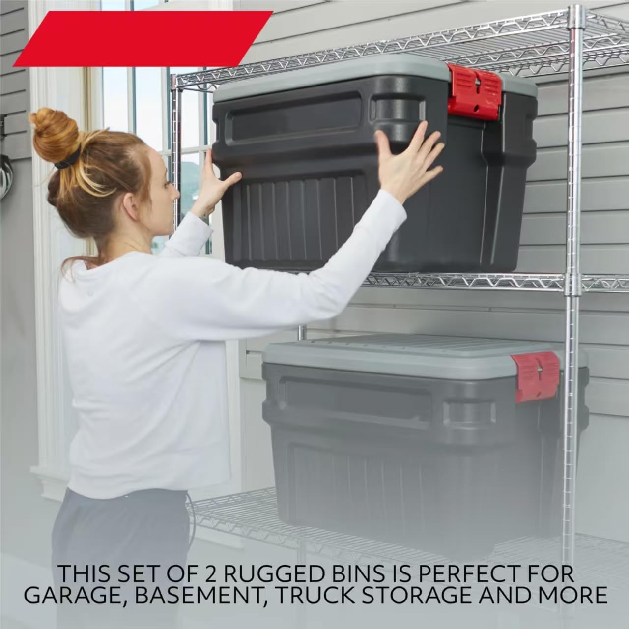 8 Gal Lockable Storage Bin Black Stackable