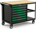 7-Drawer Rolling Tool Cart Wood Top