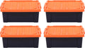 20 Gal Lockable Storage Bins 4 Pack Black Orange