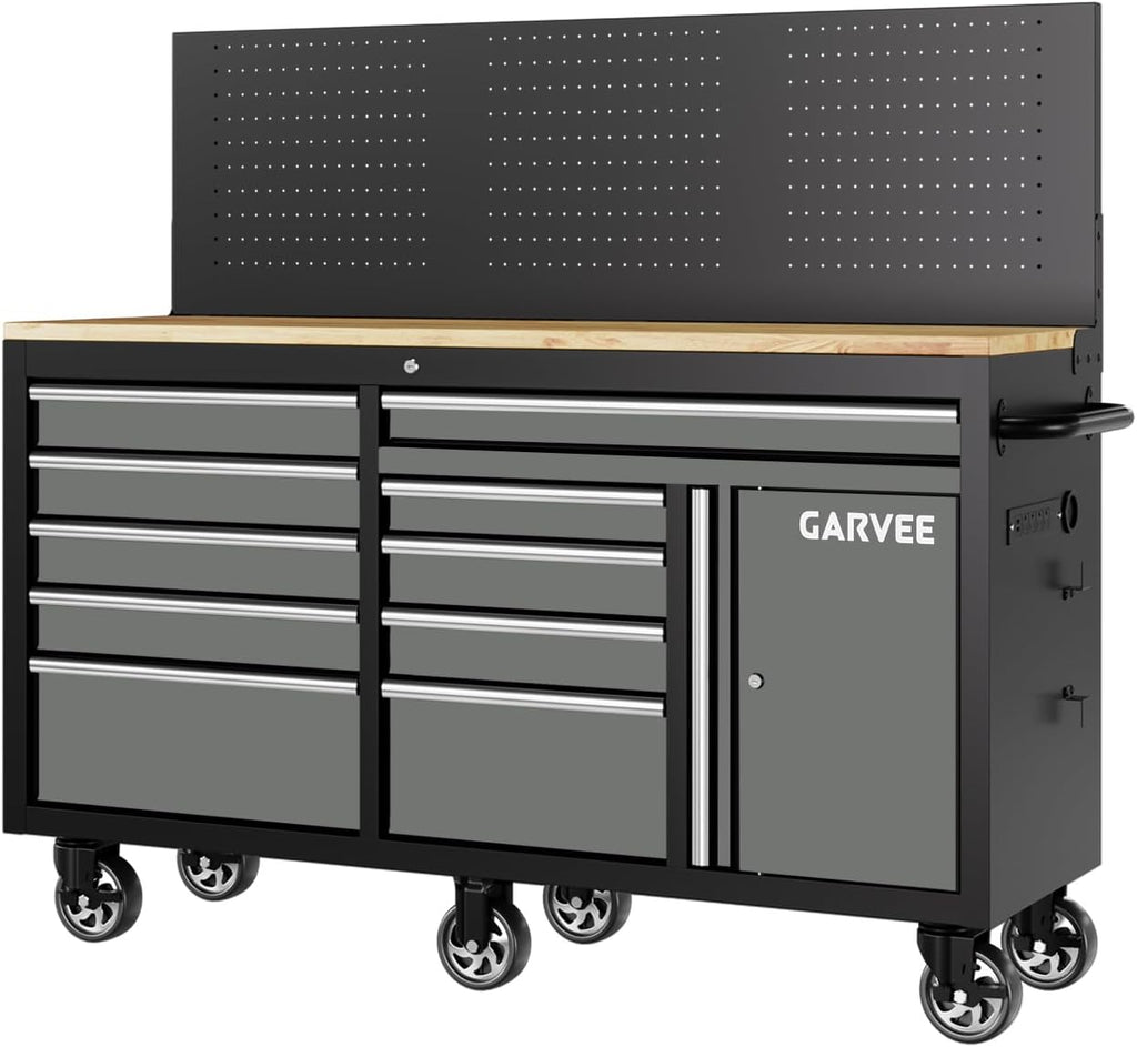 60" Rolling 10 Drawer Tool Chest Workbench