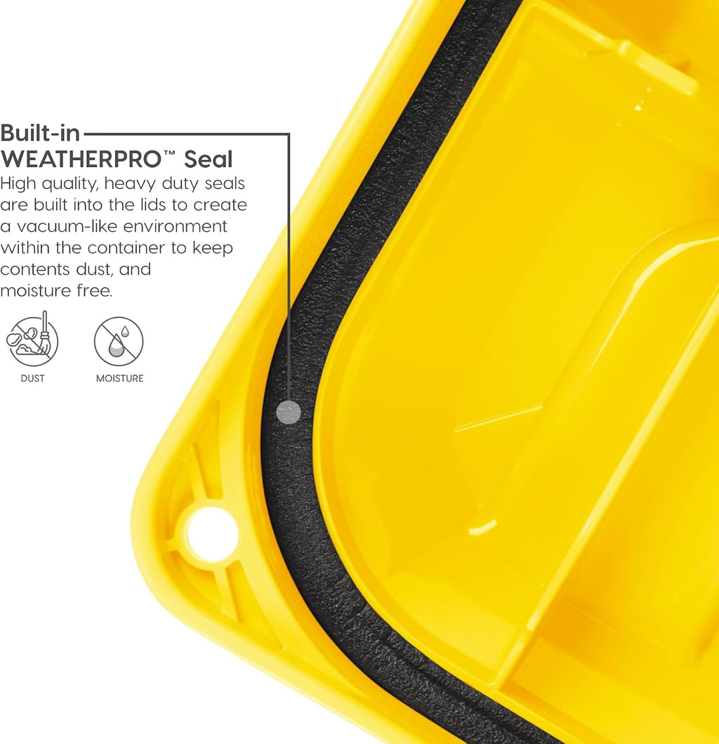 21 Gal WeatherPro Storage Bins 4 Pack Black Yellow USA Made