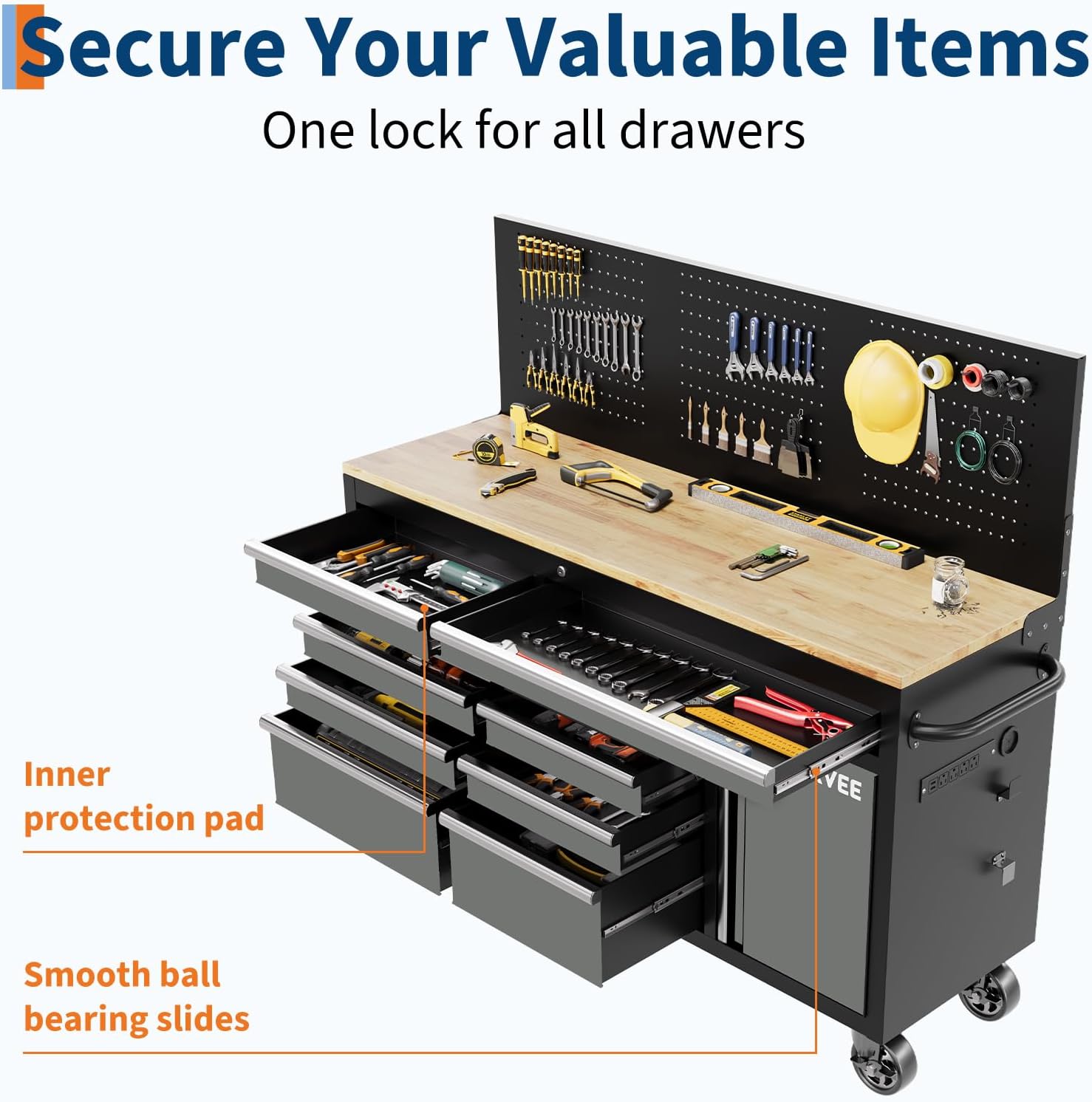 60" Rolling 10 Drawer Tool Chest Workbench
