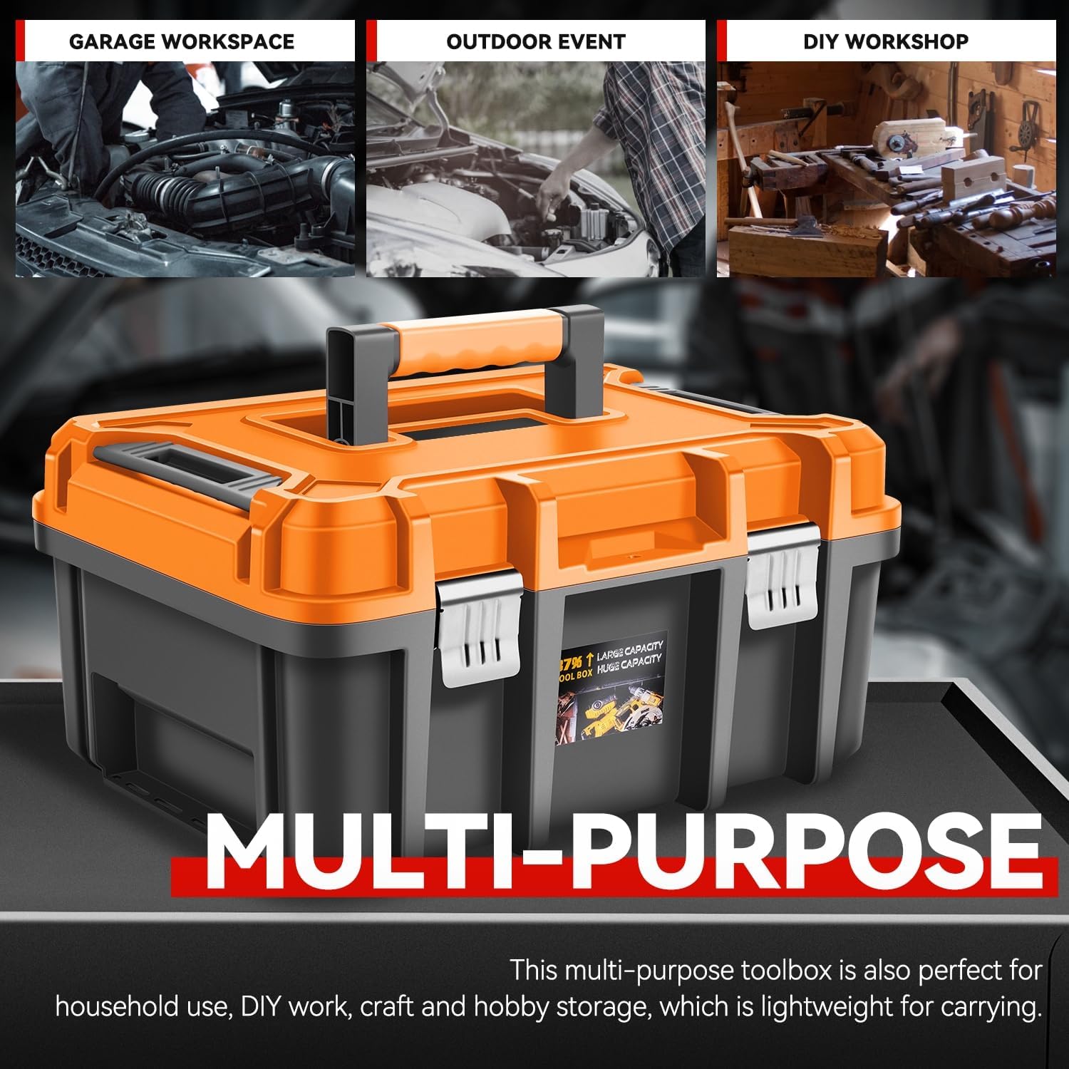 Orange 17 Inch Tool Boxes 2 Pack With Tray