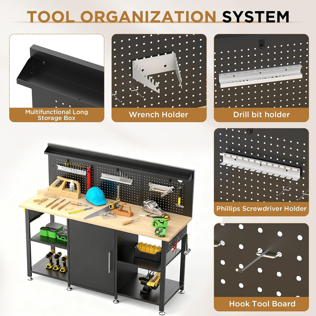 60 Inch Workbench With Storage Cabinet