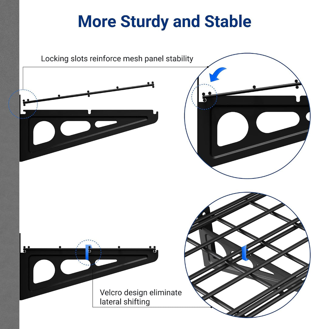 2 Pack Black Garage Shelves 12×72 Inch