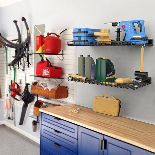 2 Pack Black Garage Shelves 23.5×12 Inch