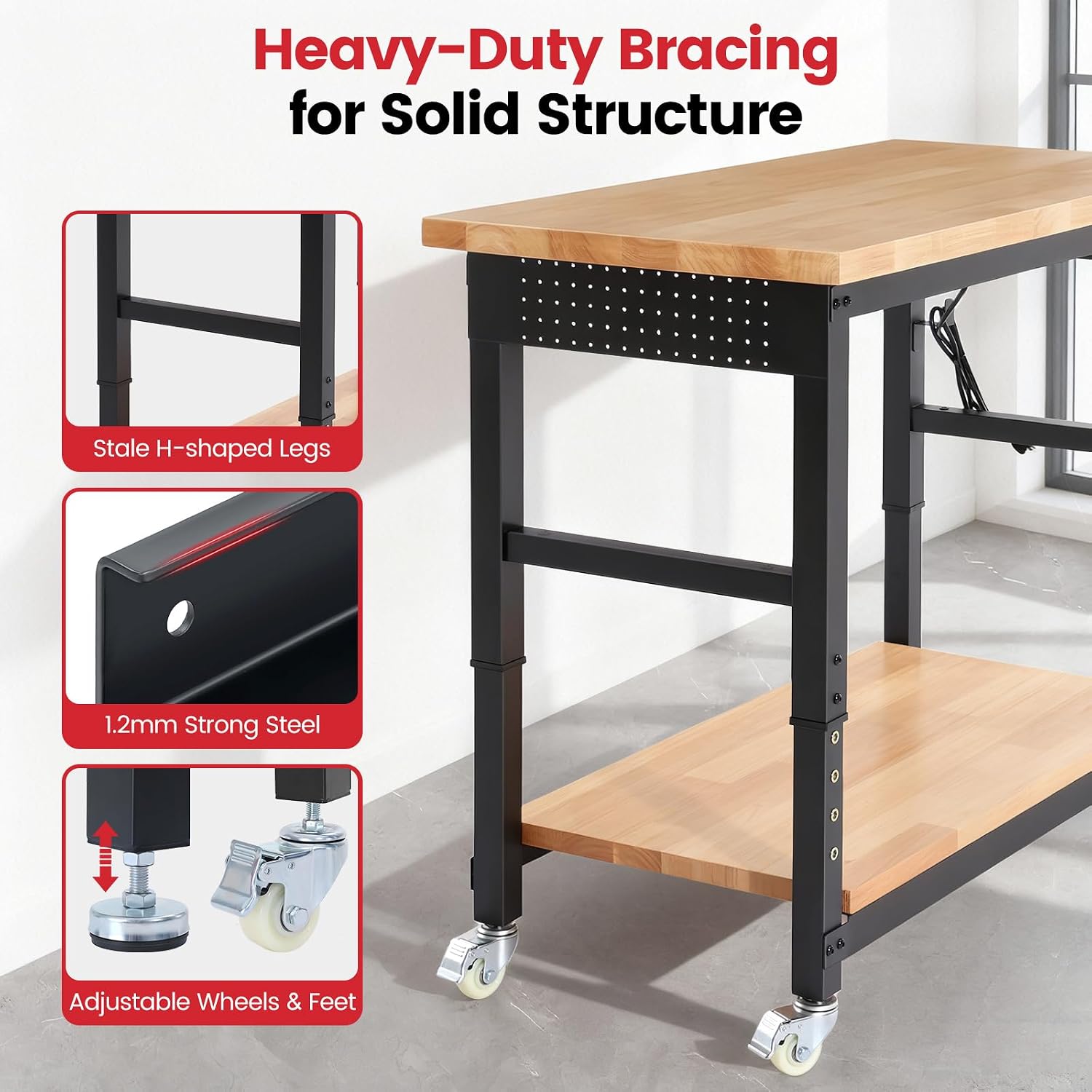 Rolling Workbench 48" Adjustable Height