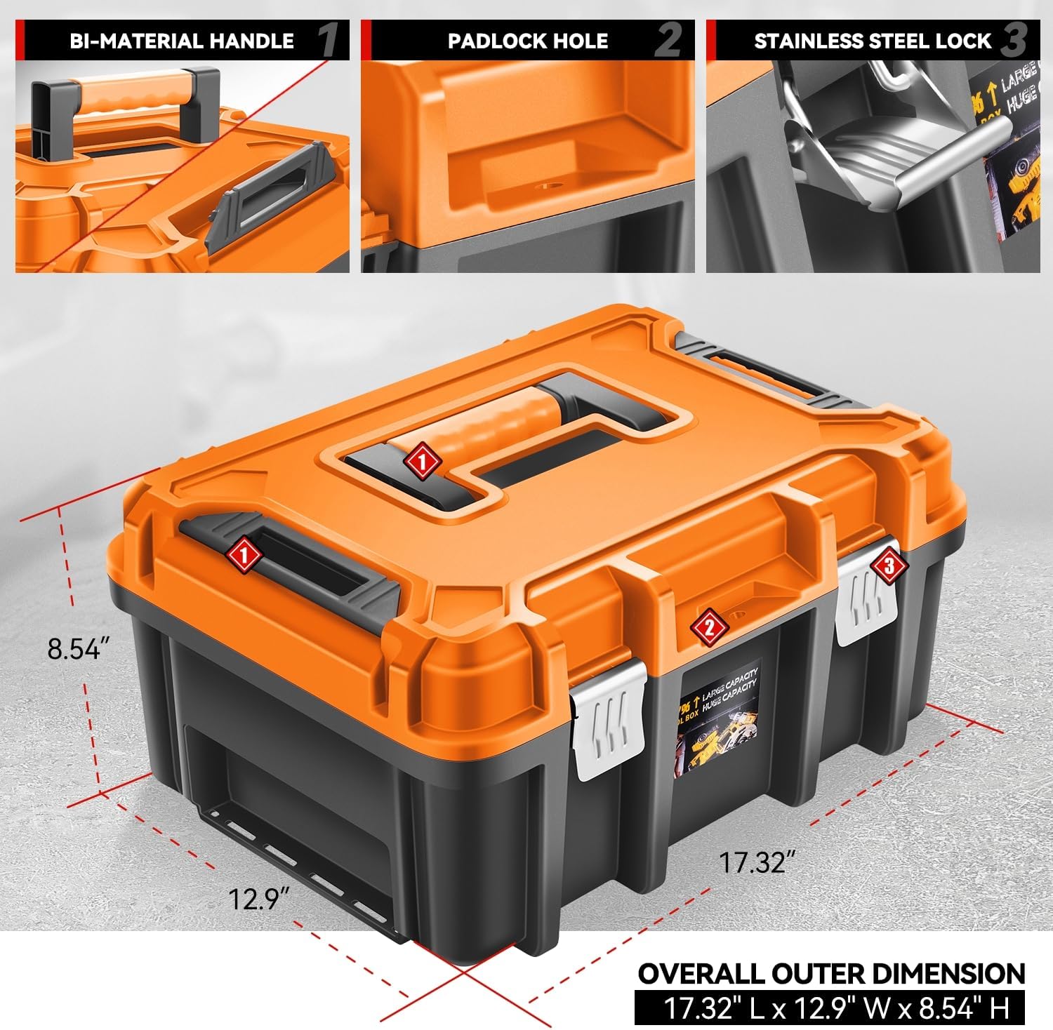 Orange 17 Inch Tool Boxes 2 Pack With Tray
