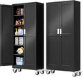 75" Rolling Metal Storage Cabinet Black