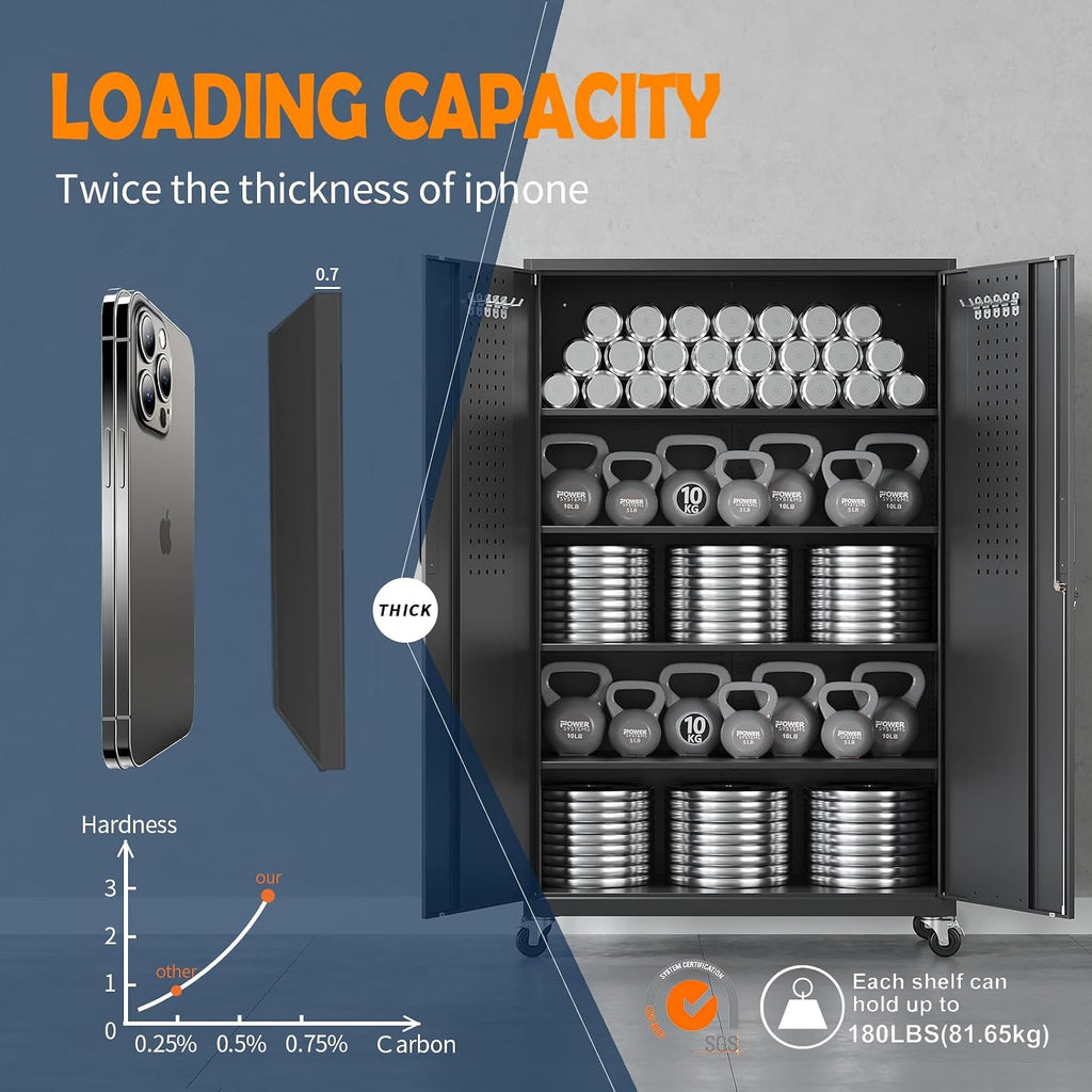 71" Rolling Lockable Steel Tool Cabinet