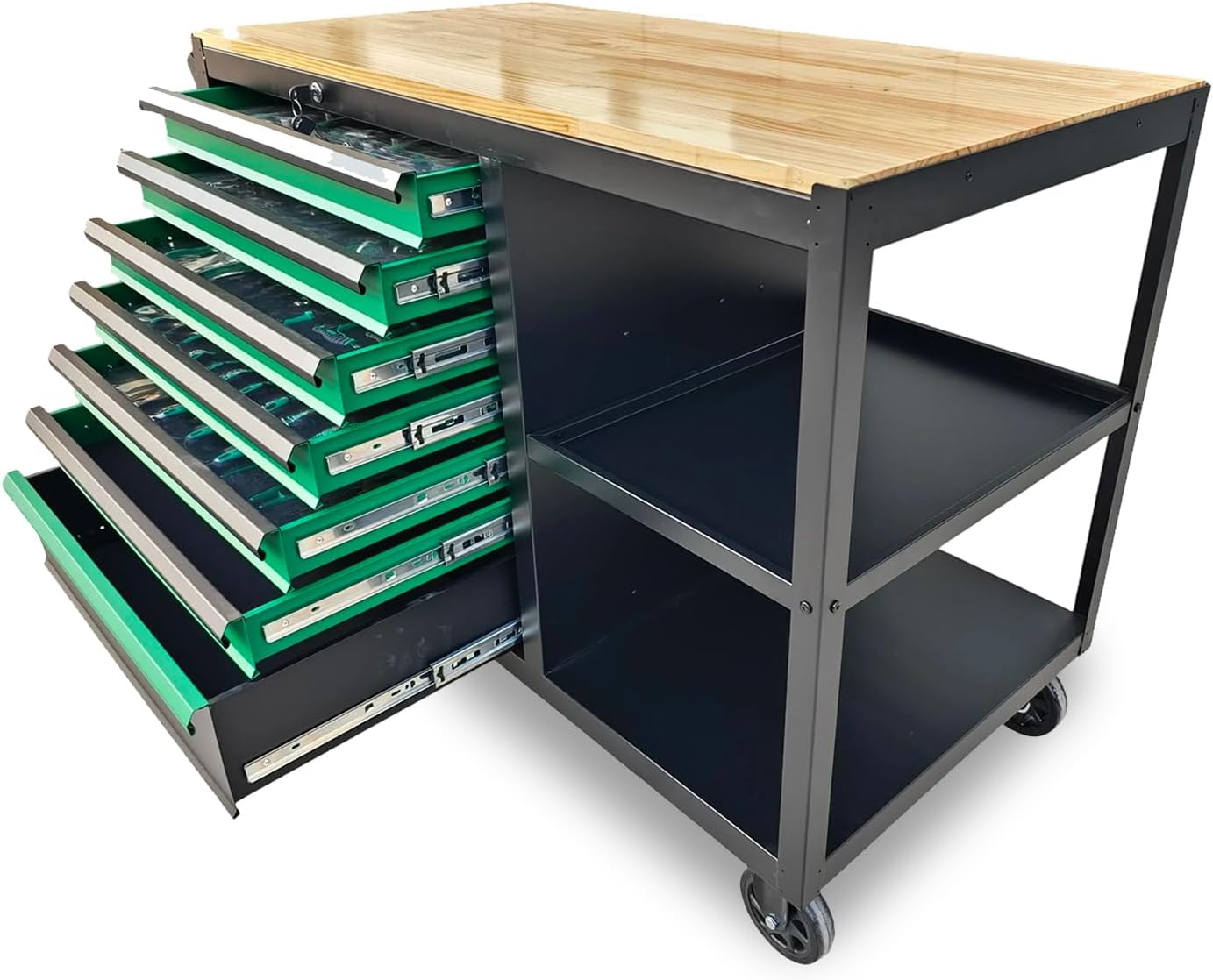 7 Drawer Tool Cabinet With Wood Top