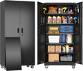 71" Rolling Metal Cabinet Pegboard Black