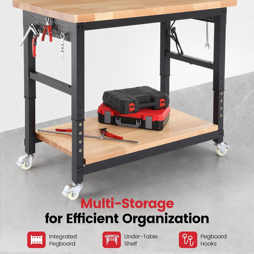 Rolling Workbench 48" Adjustable Height