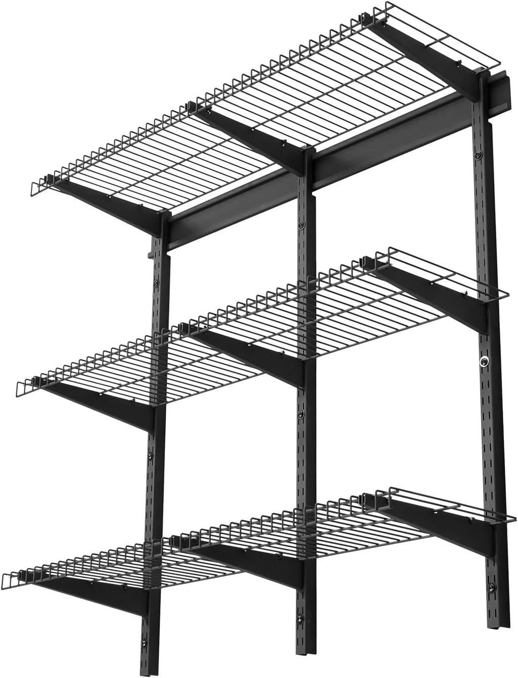 3-Tier Black Garage Wall Shelves 11×36 Inch