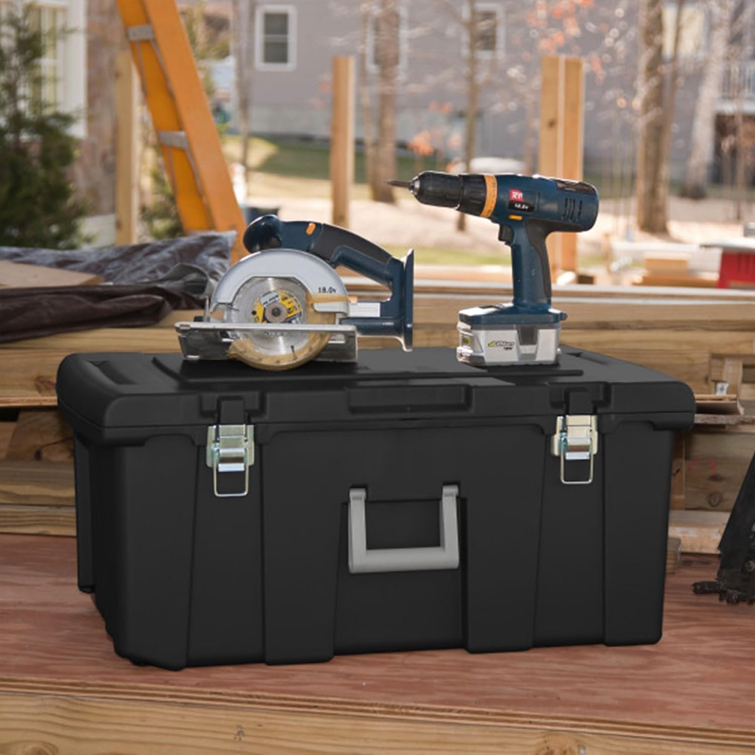 Black Wheeled Lockable Storage Footlocker