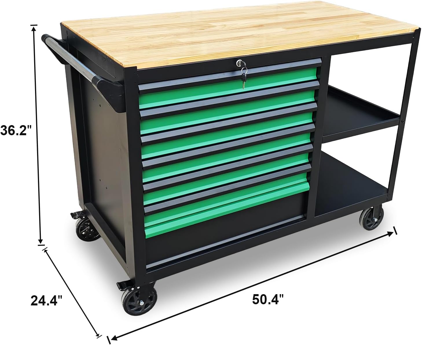 7 Drawer Tool Cabinet With Wood Top