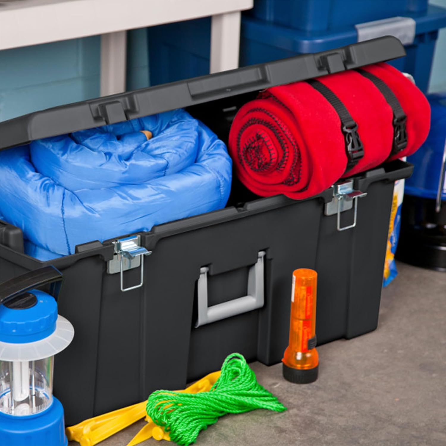Black Wheeled Lockable Storage Footlocker