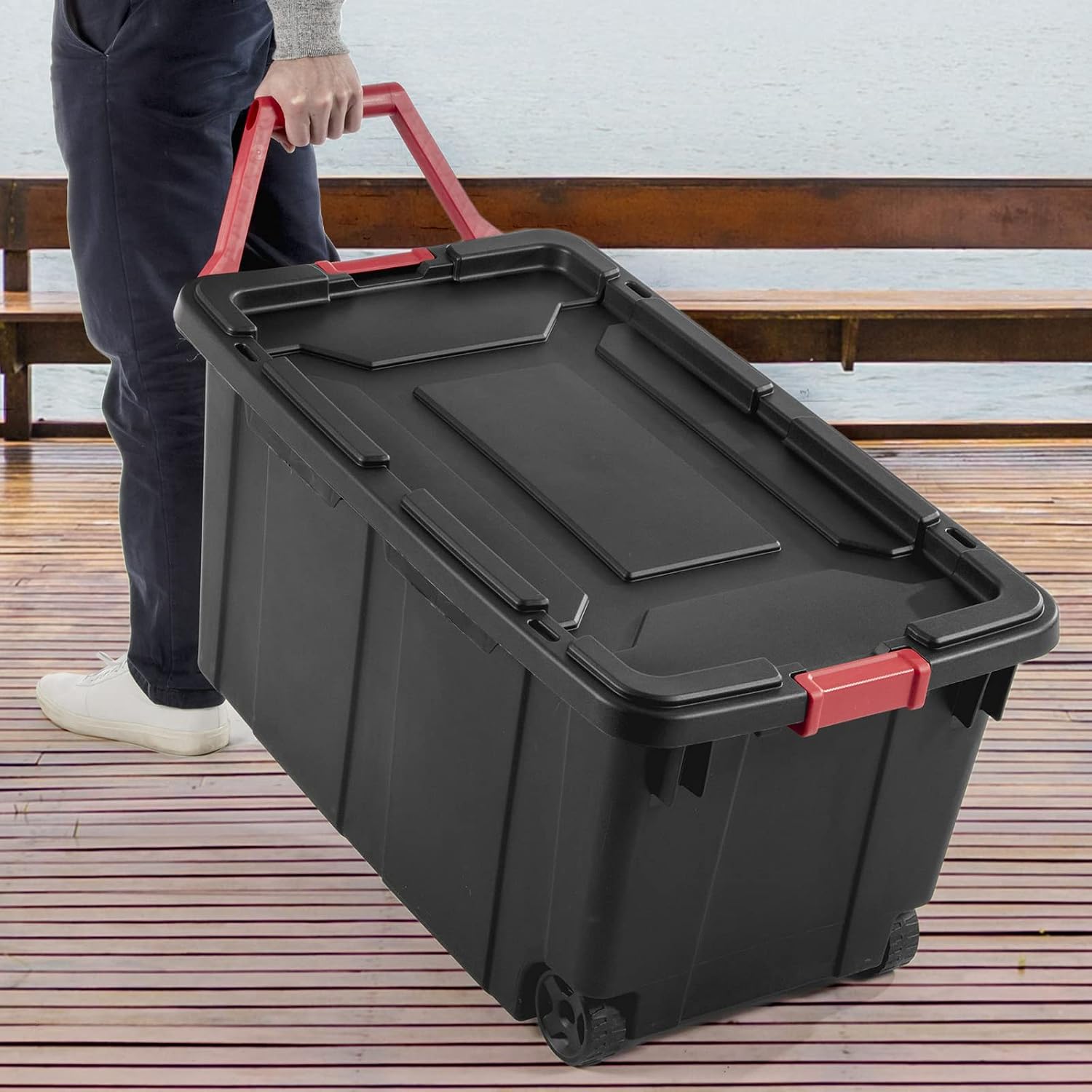 40 Gal Heavy Duty Storage Bins 2 Pack Stackable
