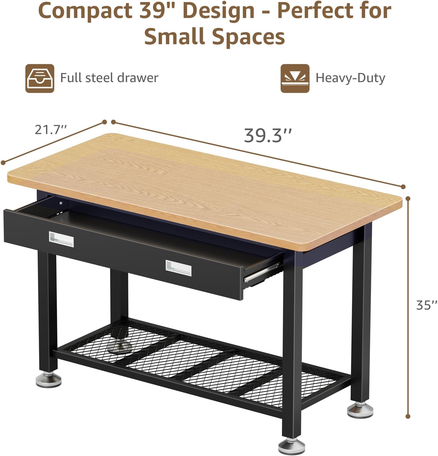 39" Workbench With Drawer Storage