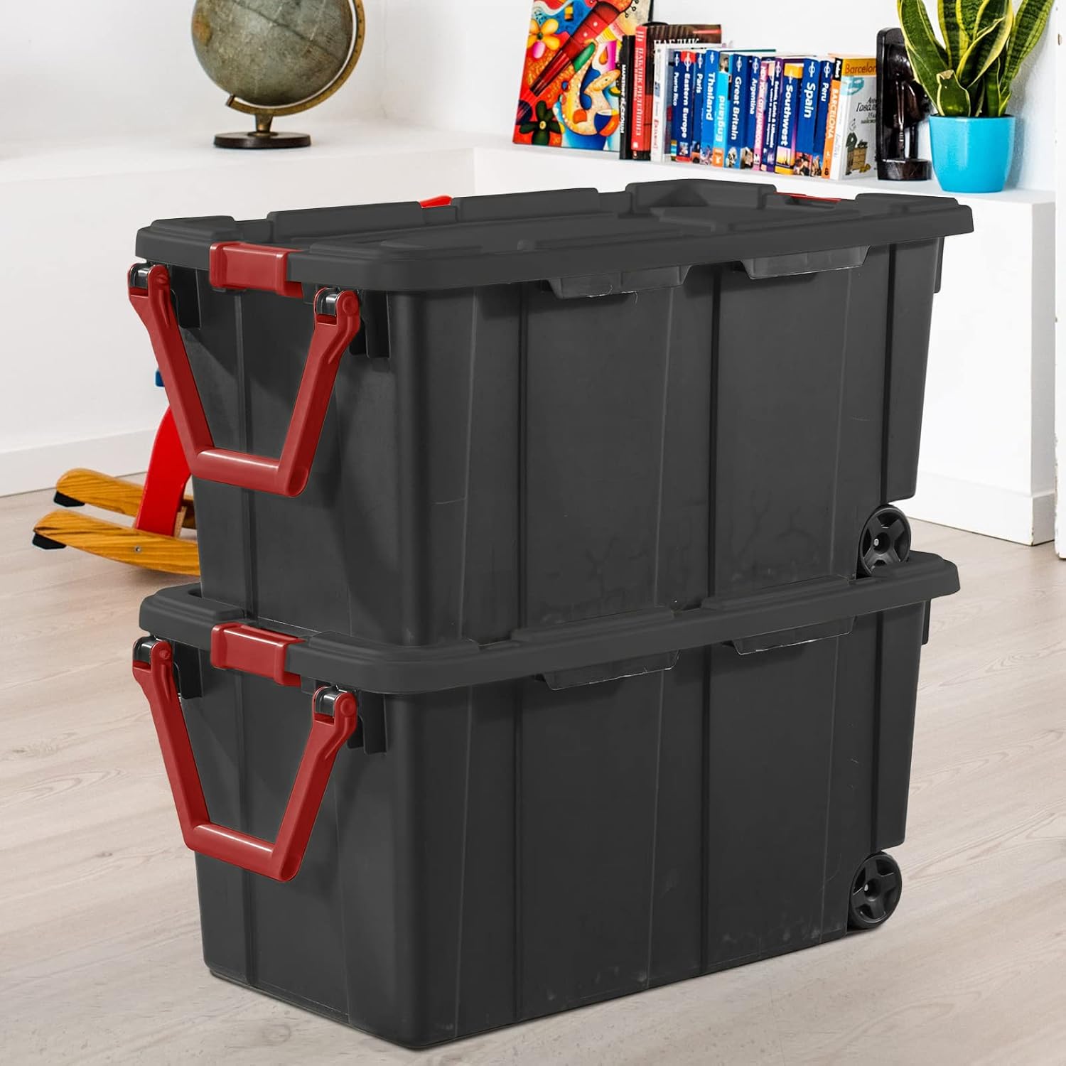 40 Gal Heavy Duty Storage Bins 2 Pack Stackable