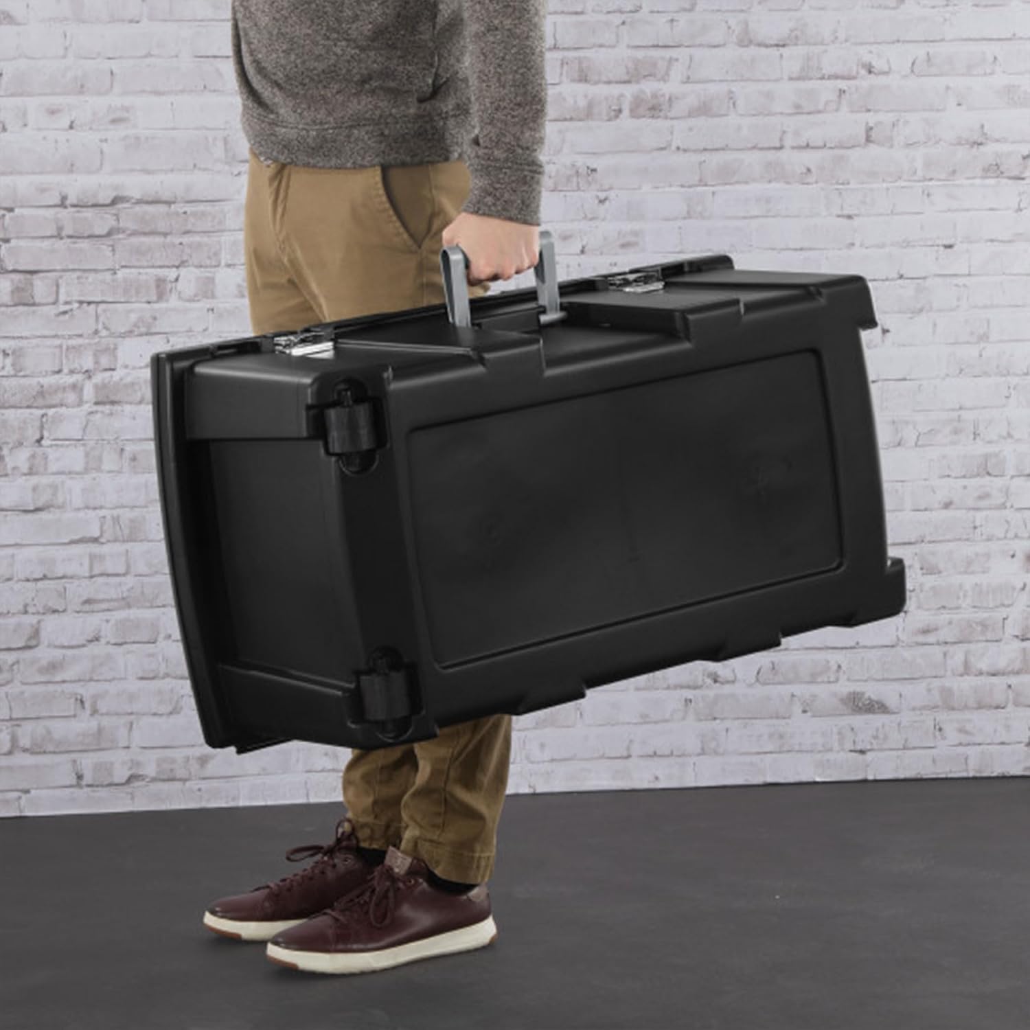 Black Wheeled Lockable Storage Footlocker