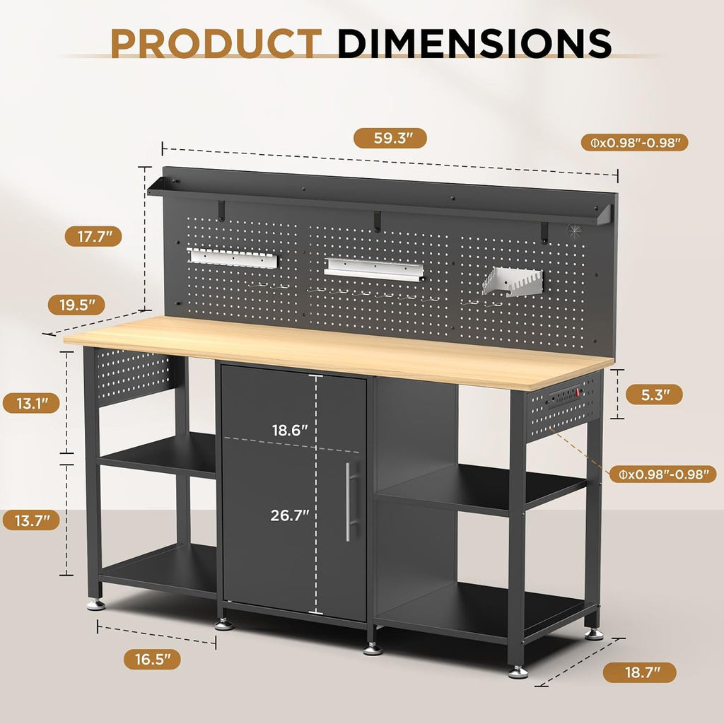 60 Inch Workbench With Storage Cabinet
