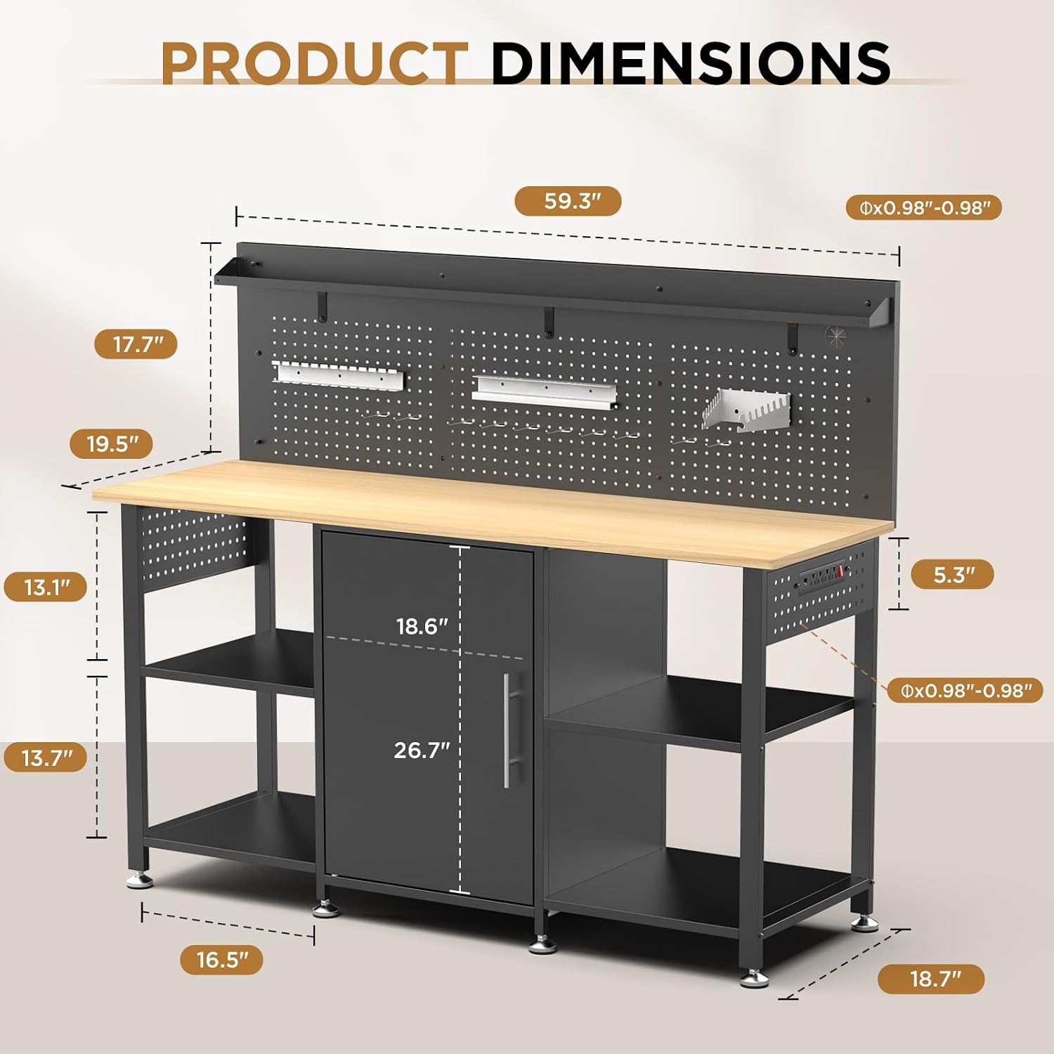 60 Inch Workbench With Storage Cabinet