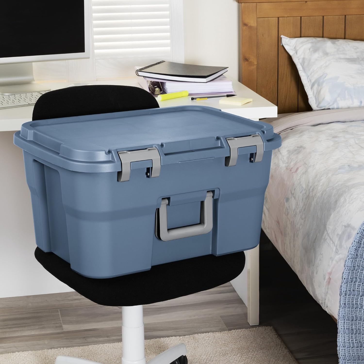 Blue 14 Gal Storage Footlockers 2 Pack Lockable