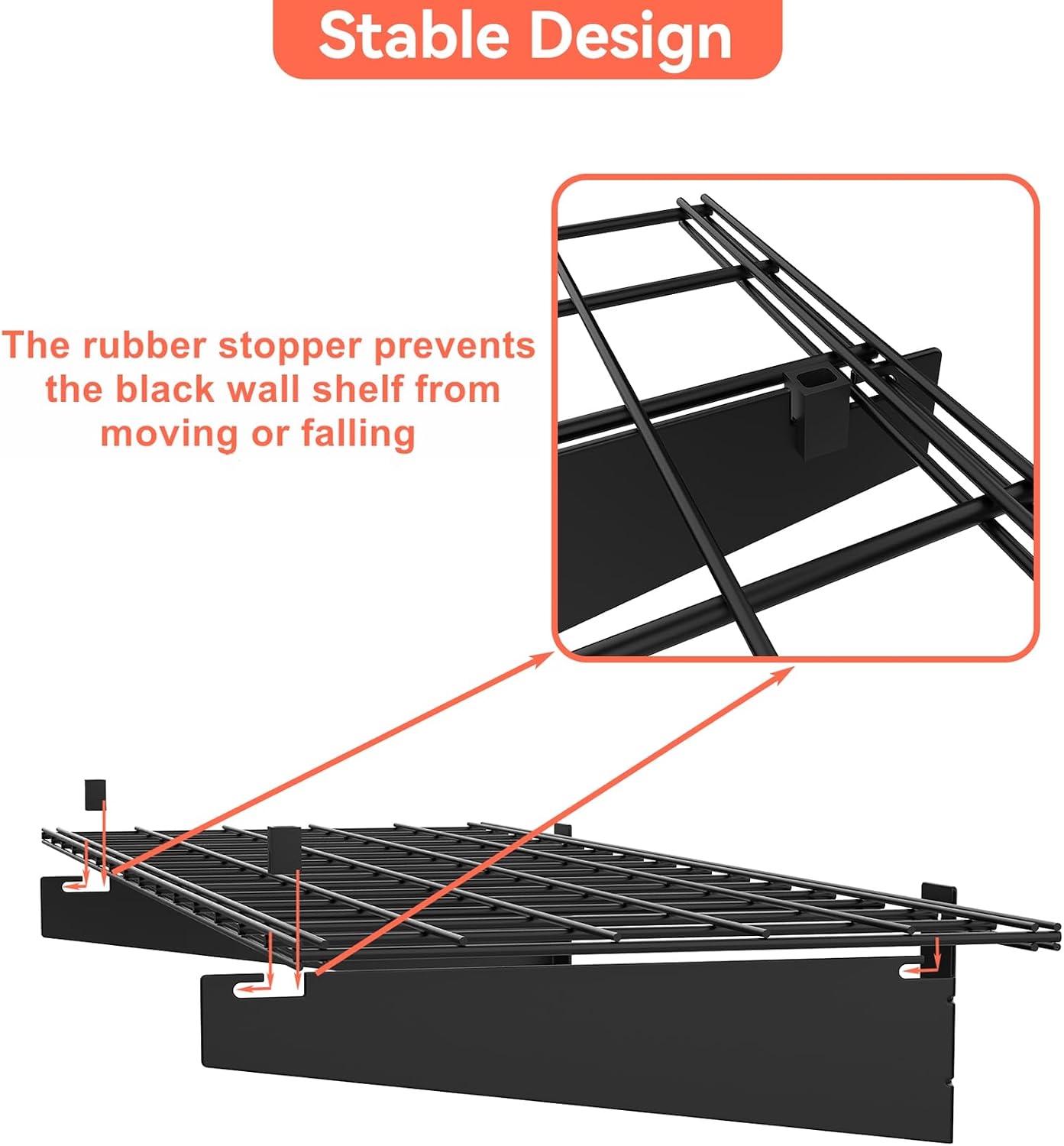 2 Pack Black Garage Wall Shelves 15×45 Inch