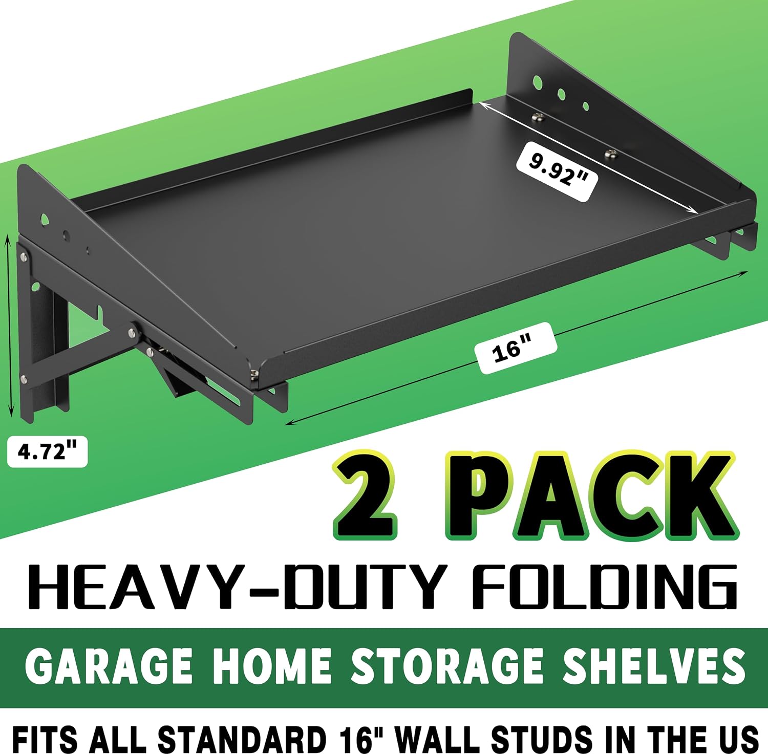 2 Pack Foldable Garage Wall Shelves 200LB
