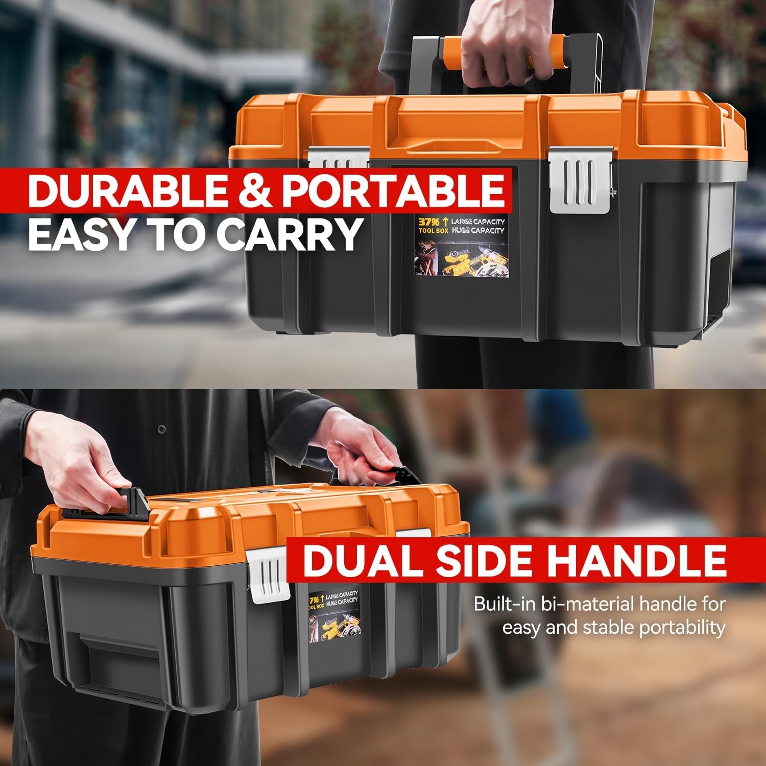 Orange 17 Inch Tool Boxes 2 Pack With Tray
