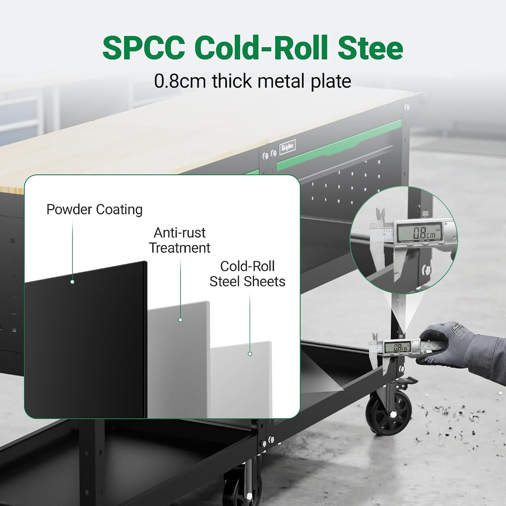 Rolling 3-Tier Tool Cart Black