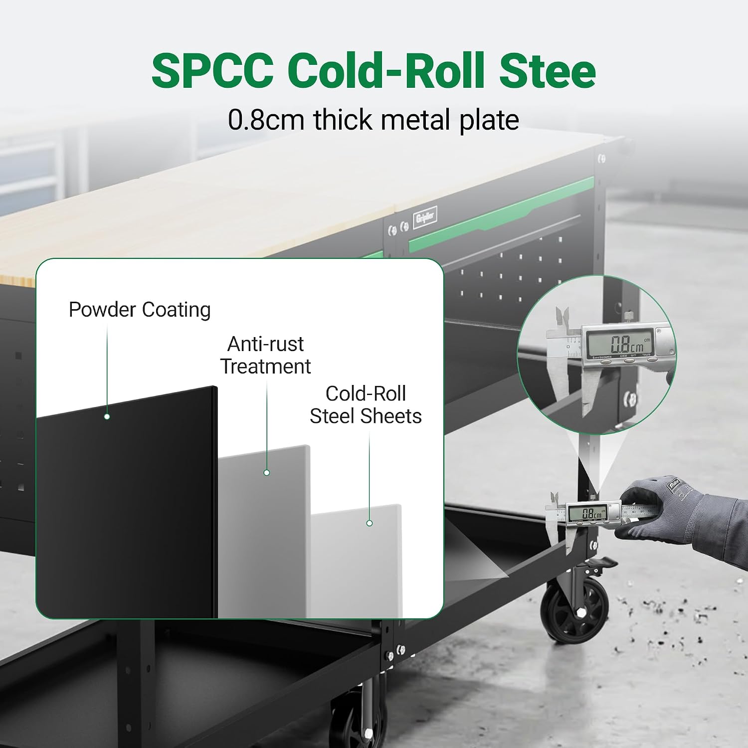 Rolling 3-Tier Tool Cart Black