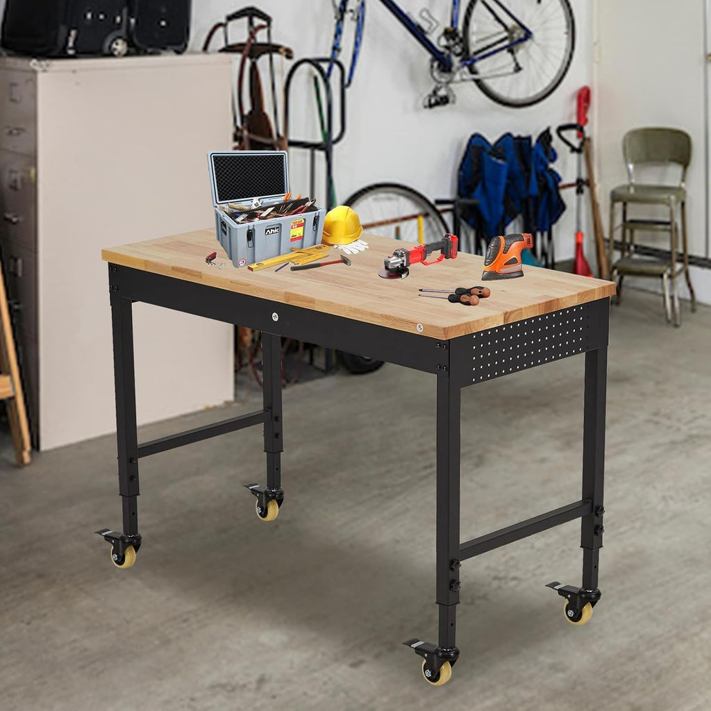 48×24 Adjustable Rubber Wood Workbench