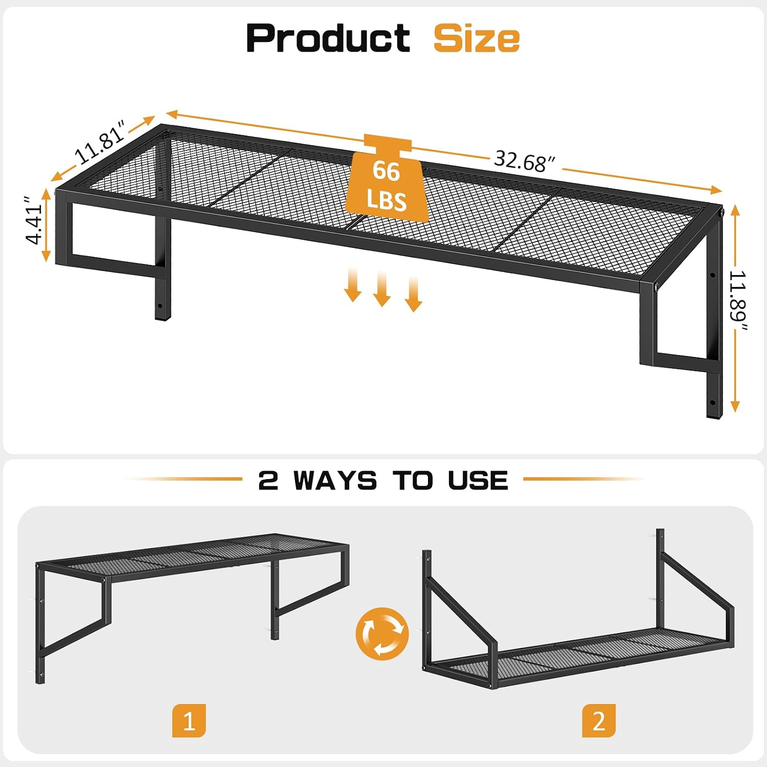 3 Pack Garage Wall Mount Wire Shelves